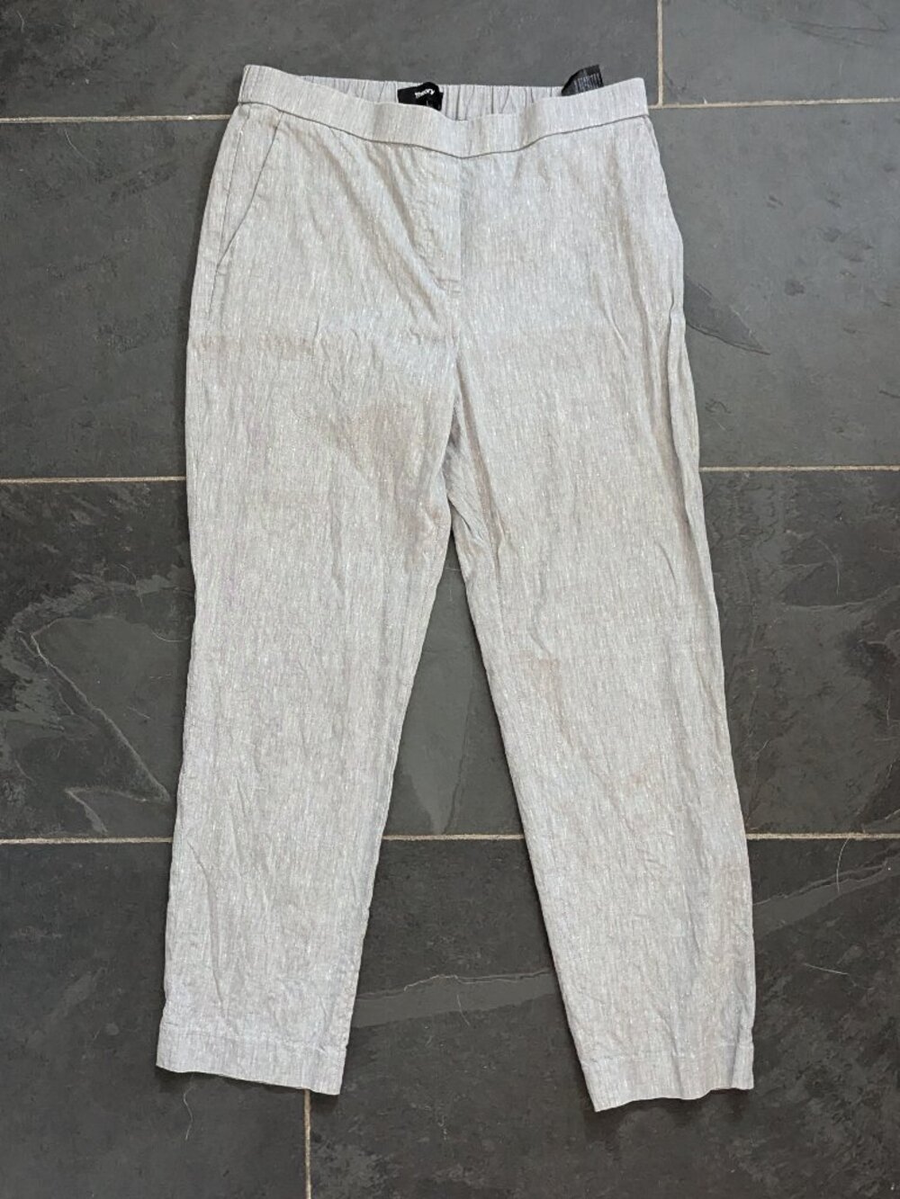 Theory Treeca Pull On Cropped Pant Woven Grey Size 2